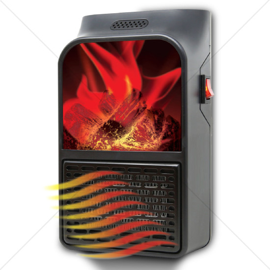 Mini Αερόθερμο 500W– Σόμπα Πρίζας με Διακοσμητικό Τζάκι 3D Εφέ Φλόγας με Τηλεχειριστήριο Flame Heater