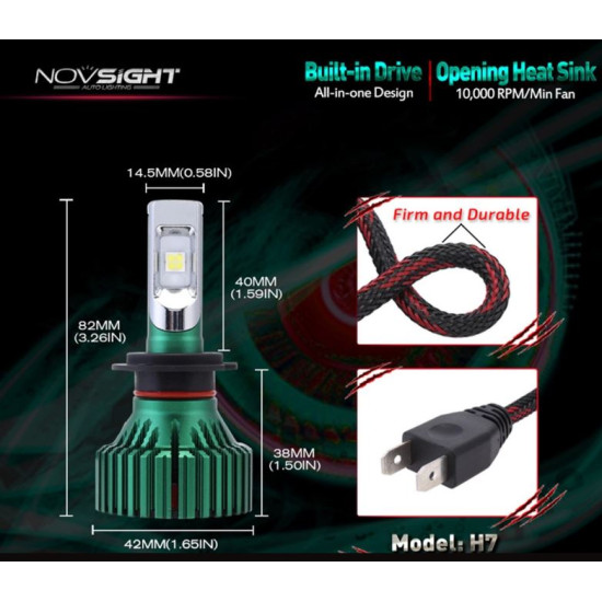 LED Λάμπες H7 | 9-32V IP65 2ΤΜΧ 30W 8000LM  6500K A384 N8 NOVSIGHT