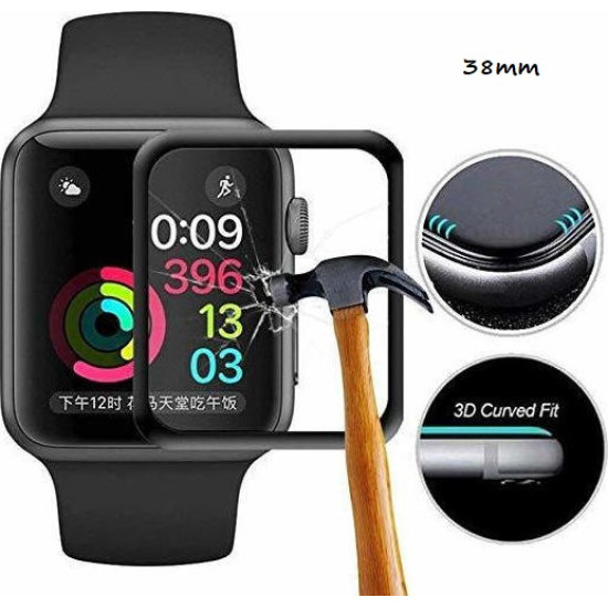 Προστασία οθόνης  Tempered Glass  FULL GLUE 5D Full Screen Protector Cover Black (38mm) ΟΕΜ
