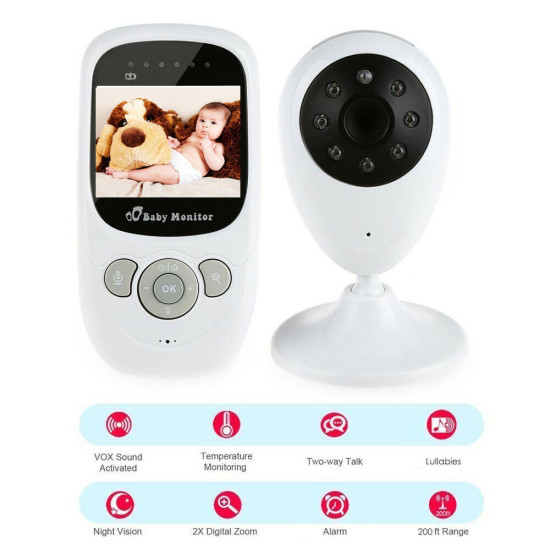 Ασύρματη οθόνη μωρού με αμφίδρομη νυχτερινή όραση Talk Baby Sleep Monitor 2,4 ιντσών οθόνη LCD με νανουρίσματα SP880