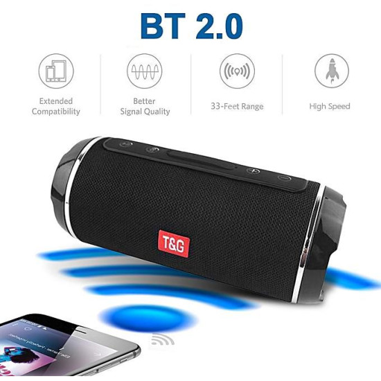 Φορητό αδιάβροχο Ηχείο Bluetooth T&G TG-116 Μαύρο