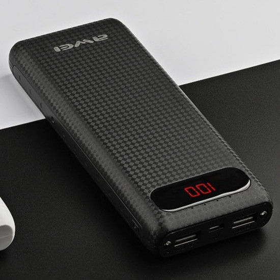 Awei power bank P70K 20000 mAh Με 2 USB Ένδειξη Οθόνης LCD Μαύρο