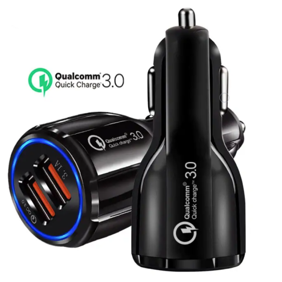 Φορτιστής αυτοκινήτου διασύνδεσης 2 USB LZ-681 Round QC3.0 USB + 3.1A 