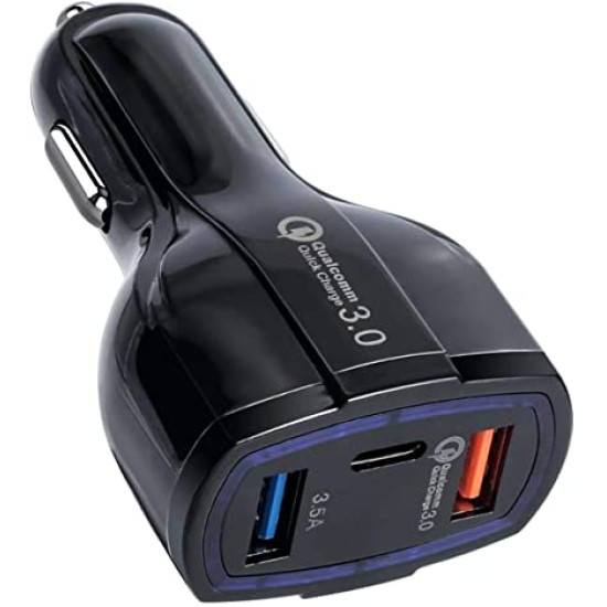 Φορτιστής αυτοκινήτου με 3 θύρες USb Type C 35W 7A για ipad, iphone, samsung 