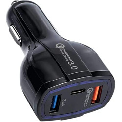 Φορτιστής αυτοκινήτου με 3 θύρες USb Type C 35W 7A για ipad, iphone, samsung 