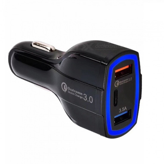 Φορτιστής αυτοκινήτου με 3 θύρες USb Type C 35W 7A για ipad, iphone, samsung 