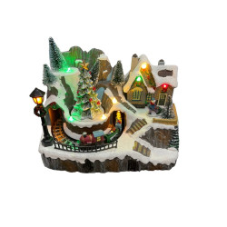 Χριστουγεννιάτικο Επιτραπέζιο Χωριό με Τραινάκι - OEM