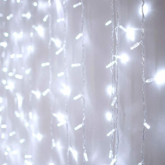 LED Χριστουγεννιάτικα Φωτάκια Κουρτίνα 2m σε Λευκό Ψυχρό