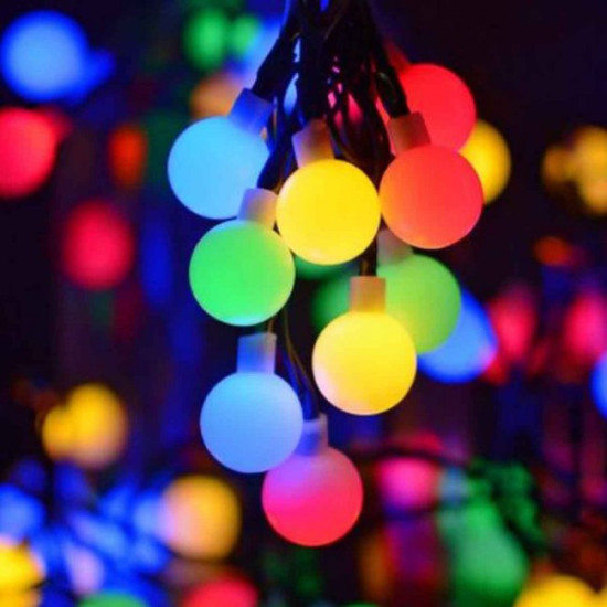 Ηλιακά Χριστουγεννιάτικα Λαμπάκια RGB Πολύχρωμου Παστέλ Φωτισμού - Φωτάκια 20 LED με Φωτοκύτταρο & Φωτοβολταϊκό Πάνελ 4,30m