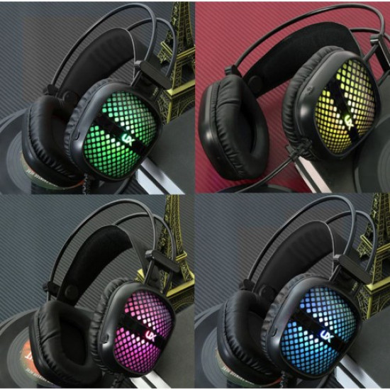 Ακουστικά Gaming 3,5 mm E-Sport Headphones με μικρόφωνο LED RGB The Engineer A2- Black