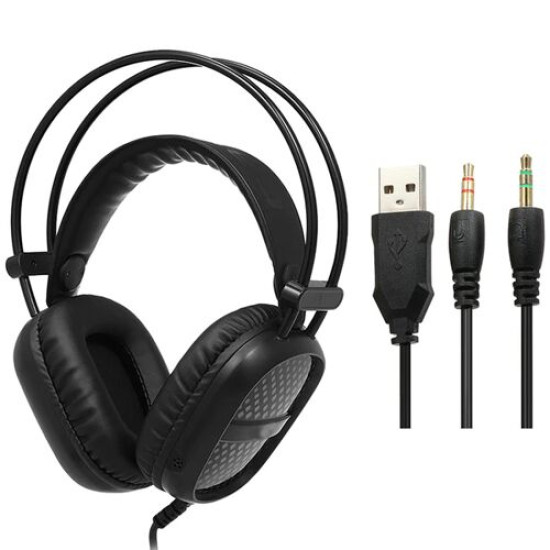 Ακουστικά Gaming 3,5 mm E-Sport Headphones με μικρόφωνο LED RGB The Engineer A2- Black