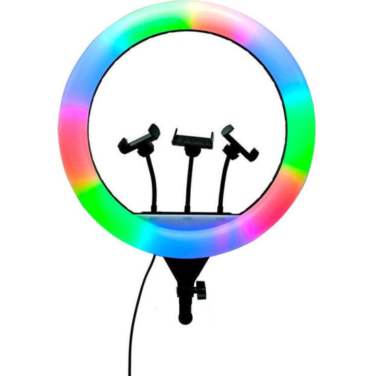 RGB Φωτογραφικό Φωτιστικό Δαχτυλίδι LED 26cm Πολύχρωμο USB με Βάση Στήριξης Κινητού - Ring Light Lamp OEM