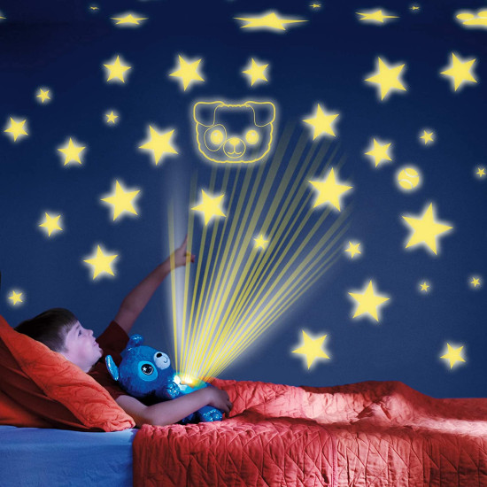 Starry Teddy Προτζέκτορας Αστεριών, Λούτρινο Αρκουδάκι 30cm & Νυχτερινό Φωτιστικό LED Νανουρίσματος - Μπλε Bear