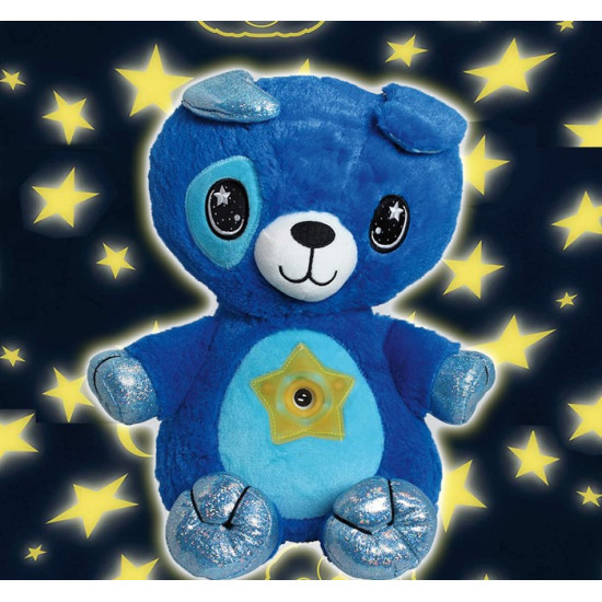 Starry Teddy Προτζέκτορας Αστεριών, Λούτρινο Αρκουδάκι 30cm & Νυχτερινό Φωτιστικό LED Νανουρίσματος - Μπλε Bear