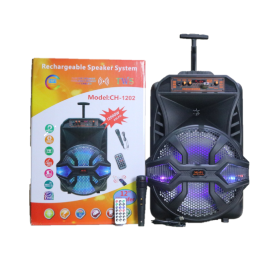 Επαναφορτιζόμενο ηχείο Bluetooth CH-1202 με καλώδιο μικροφώνου ΟΕΜ. Επαναφορτιζόμενο ηχείο Bluetooth CH-1202 με καλώδιο μικροφώνου ΟΕΜ.