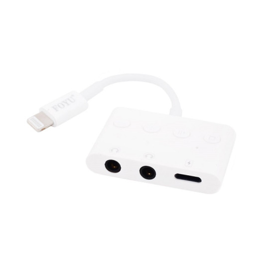 Αντάπτορας Φόρτισης & Ήχου Lightning σε Διπλό Audio Jack 3.5mm AUX & Lightning Foyu FO-S034 – Λευκό