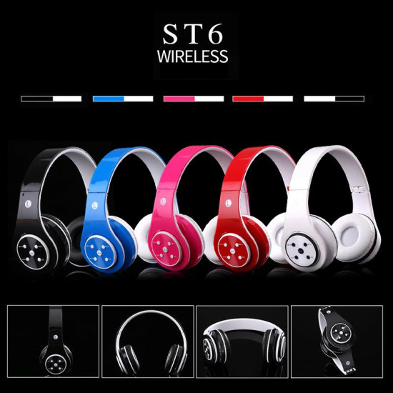 Ασύρματο στερεοφωνικό ακουστικό Bluetooth ST6 με ακουστικά και δυνατότητα αναδίπλωσης - ΟΕΜ