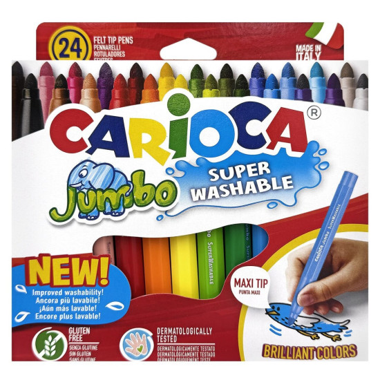 Μαρκαδόροι Carioca Jumbo 6mm σετ=24 Χρώματα Carioca 40570