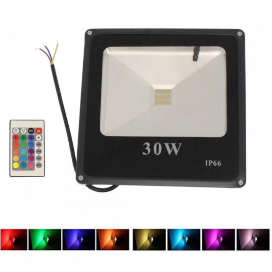 LED αδιάβροχος προβολέας dimmable 30W RGB με τηλεχειριστήριο - ΟΕΜ