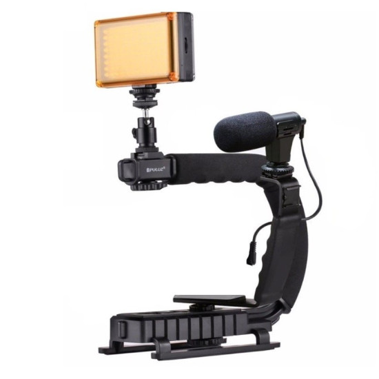 Σταθεροποιητής Κάμερας Χειρός Steadycam U-Grip Σχήματος C με Φωτισμό LED Puluz PKT3013.