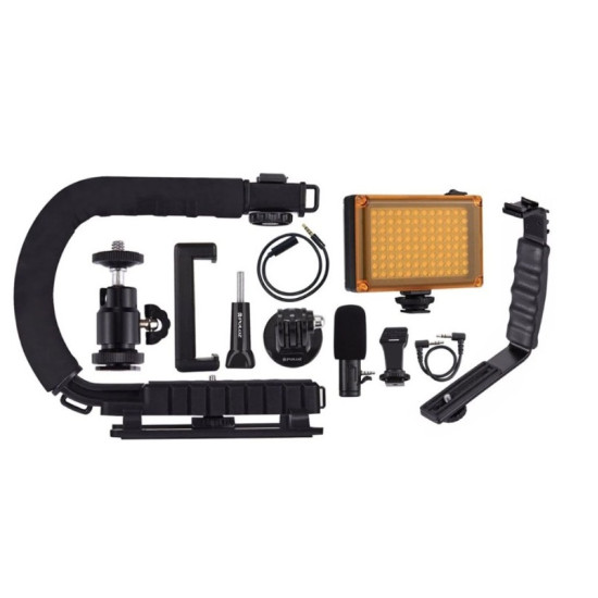 Σταθεροποιητής Κάμερας Χειρός Steadycam U-Grip Σχήματος C με Φωτισμό LED Puluz PKT3013.