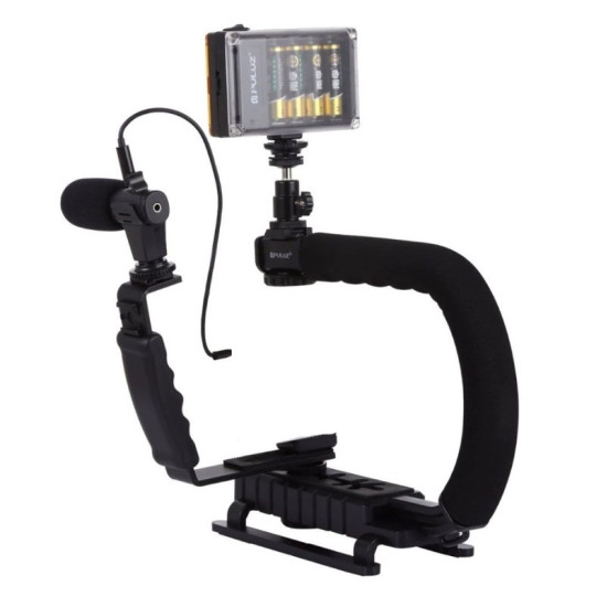 Σταθεροποιητής Κάμερας Χειρός Steadycam U-Grip Σχήματος C με Φωτισμό LED Puluz PKT3013.