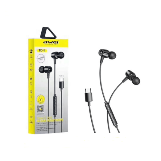 Awei TC-1 Type-C In-ear Handsfree με Βύσμα USB-C Μαύρο