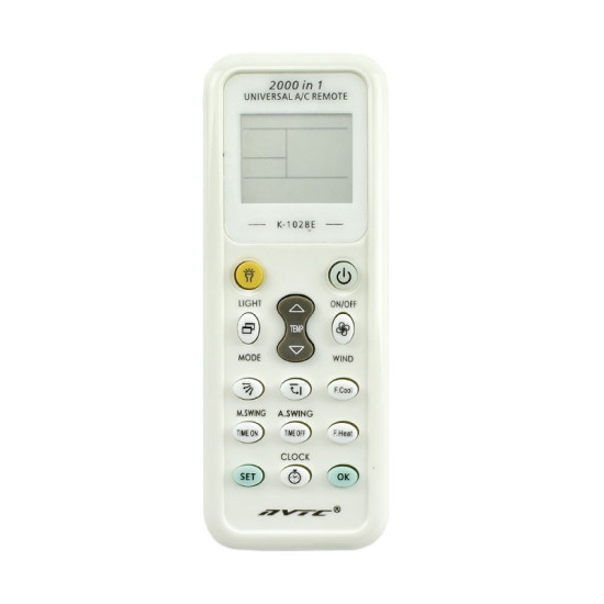 Universal Τηλεχειριστήριο Aircondition με Οθόνη LCD 2000 σε 1 K-1028E Λευκό – OEM 