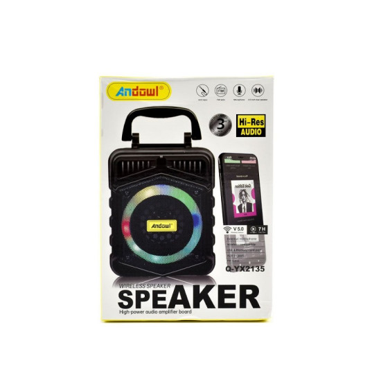 Ασύρματο Bluetooth Ηχείο & Βάση Κινητού με Χρωματιστό LED Φωτισμό Andowl Q-YX2135 – Μαύρο