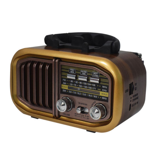 Φορητό επαναφορτιζόμενο ραδιόφωνο ρετρό BT Speaker Classic Mini Radio FM/AM/SW 3 με ηλιακά πάνελ RX-BT618S - ΟΕΜ