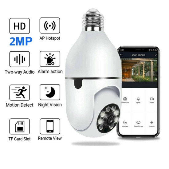 Jortan Πανοραμική Wifi IP Κάμερα-Λάμπα E27 2MP HD Με Αισθητήρα Κίνησης & Night Vision JT8177 Jortan Πανοραμική Wifi IP Κάμερα-Λάμπα E27 2MP HD Με Αισθητήρα Κίνησης & Night Vision JT8177