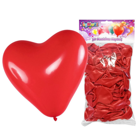 Σετ 50 Μπαλόνια Καρδιά Κόκκινη 23cm ToyMarkt 913590