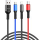Awei USB to Lightning / Type-C / micro USB Καλώδιο Φόρτισης Μαύρο 1.2m.