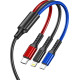 Awei USB to Lightning / Type-C / micro USB Καλώδιο Φόρτισης Μαύρο 1.2m.