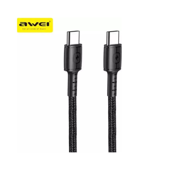 Awei CL-71T USB 2.0 Kαλώδιο USB-C male - USB-C male Μαύρο 1m.