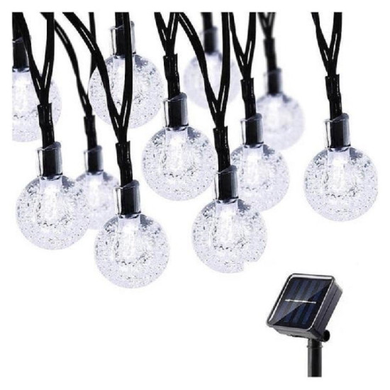 Χριστουγεννιάτικη Ηλιακή αδιάβροχη γιρλάντα εξωτερικού χώρου 20 LED Λευκό Θερμό - ΟΕΜ