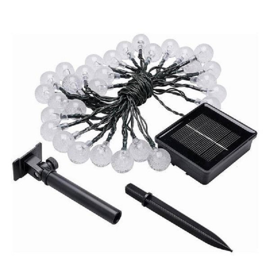 Χριστουγεννιάτικη Ηλιακή αδιάβροχη γιρλάντα εξωτερικού χώρου 20 LED Λευκό Θερμό - ΟΕΜ