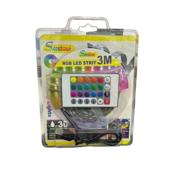 RGB LED ταινία 3m με τηλεχειριστήριο Andowl Q-DT30