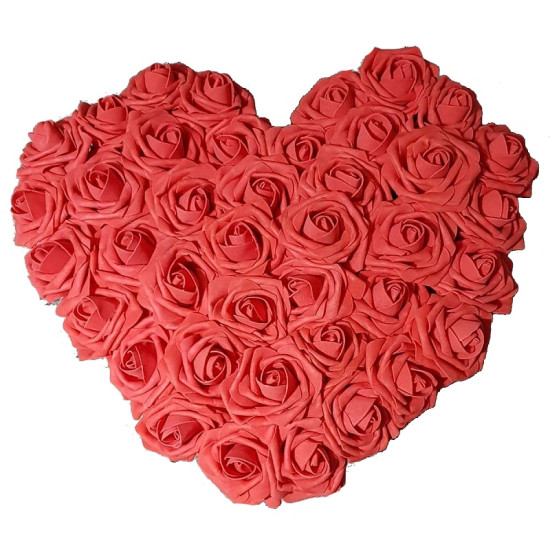 Τριανταφυλλένια Καρδιά από Τεχνητά Τριαντάφυλλα - Ροδοπέταλα σε κουτί Κόκκινο 30cm - ΟΕΜ