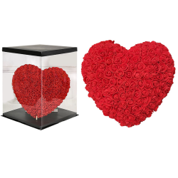 Τριανταφυλλένια Καρδιά από Τεχνητά Τριαντάφυλλα - Ροδοπέταλα σε κουτί Κόκκινο 30cm - ΟΕΜ