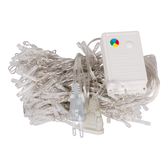 240 χριστουγεννιάτικα led πολύχρωμα RGB λαμπάκια IP44 με διάφανο καλώδιο και πρόγραμμα - ΟΕΜ