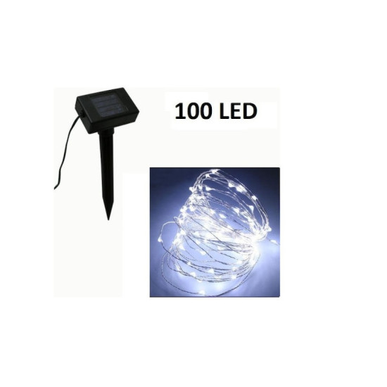 Ηλιακά Χριστουγεννιάτικα 100 Λαμπάκια LED Εξωτερικού Χώρου Λευκό Ψυχρό.