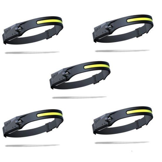 Σετ 5 Τεμαχίων Φακόι Κεφαλής 350 Lumens 230° Επαναφορτιζόμενος με 4 Λειτουργίες Αισθητήρας Κίνησης IP66 – OEM.