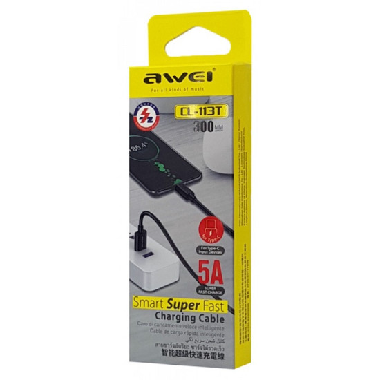 AWEI καλώδιο USB σε Type-C CL-113T, 5A, 0.30m, μαύρο