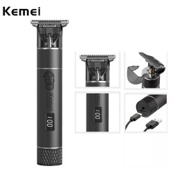 Επαναφορτιζόμενη Κουρευτική Μηχανή Trimmer USB Type C με LCD Οθόνη - KM-1943 KEMEI