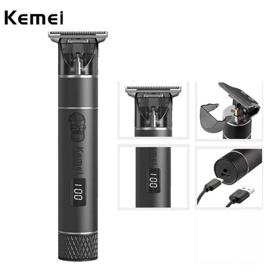 Επαναφορτιζόμενη Κουρευτική Μηχανή Trimmer USB Type C με LCD Οθόνη - KM-1943 KEMEI