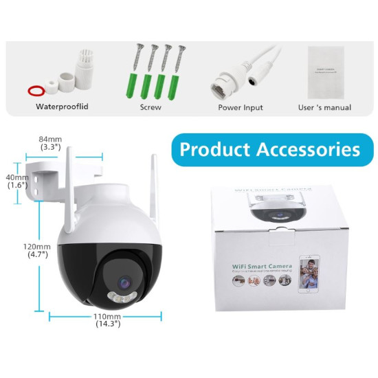 IP Κάμερα Ασφαλείας 1080P 4MP με WiFi & Φως LED OEM.