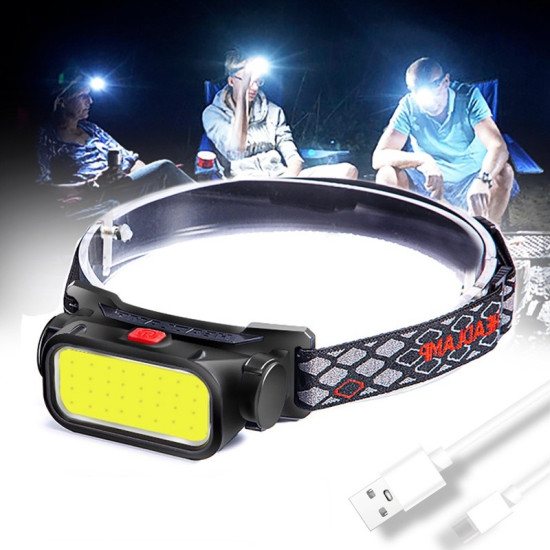 Επαναφορτιζόμενος φακός κεφάλης LED COB με κόκκινο φως, USB - ΟΕΜ