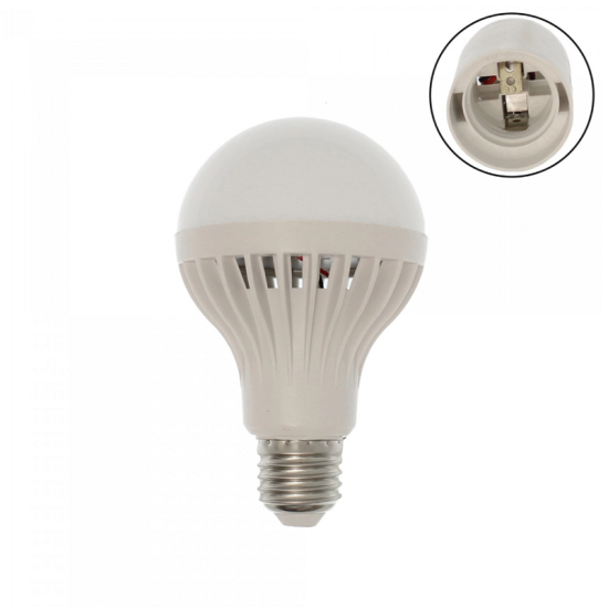 LED λάμπα Ε27 με κροκοδειλάκια και διακόπτη 12V 9W 18 SMD 460LM 6000K ψυχρό λευκό OEM
