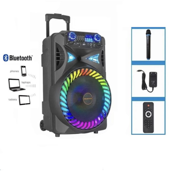Ασύρματο Φορητό Ηχείο Καραόκε Με Led Και Bluetooth KOLAV-F1215 Μαύρο 